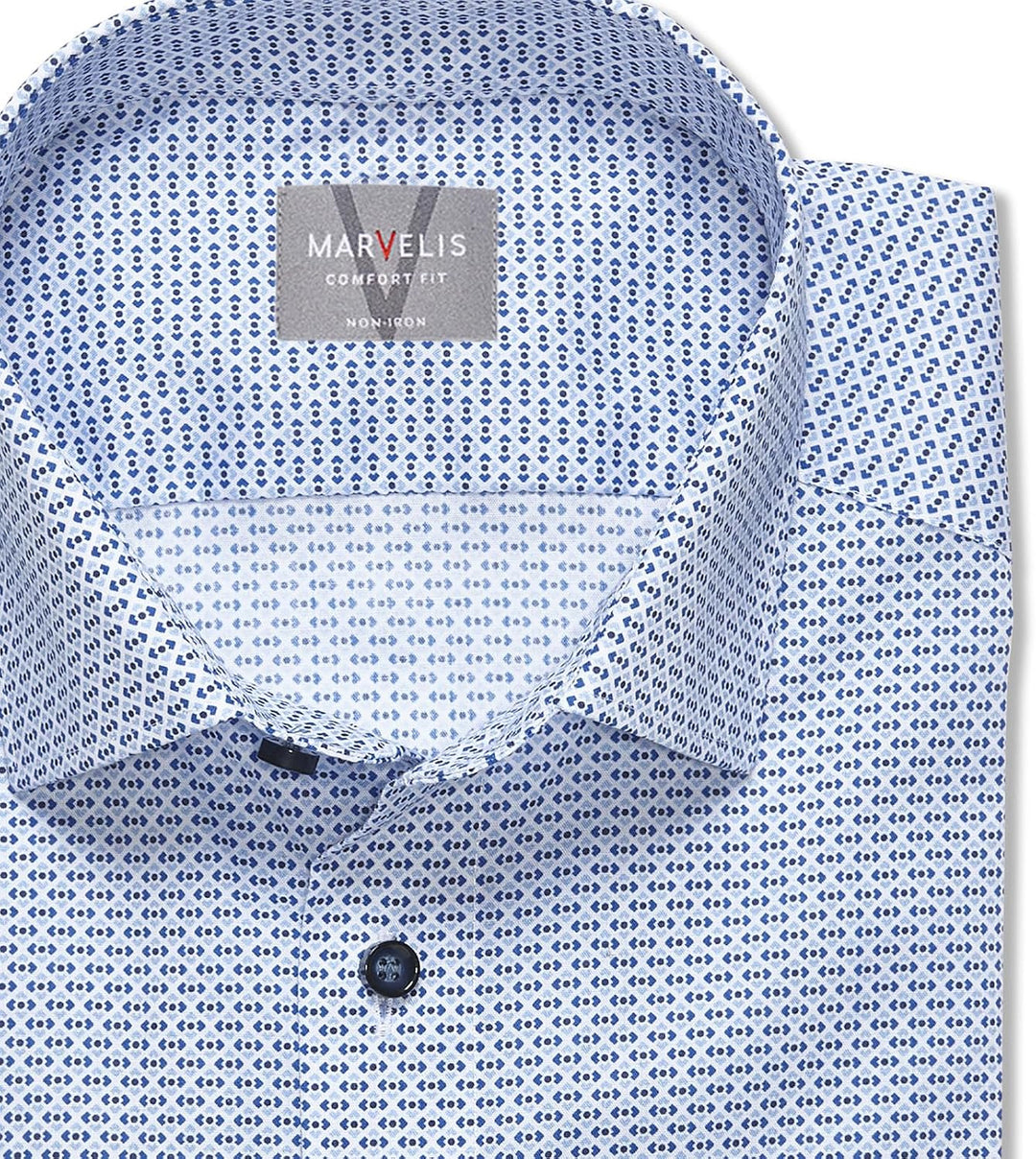 Marvelis Herren Businesshemd Langarm 703014,Rotationsdruck,Comfort fit,New Kent 40 Bleu 11, 40 Bleu