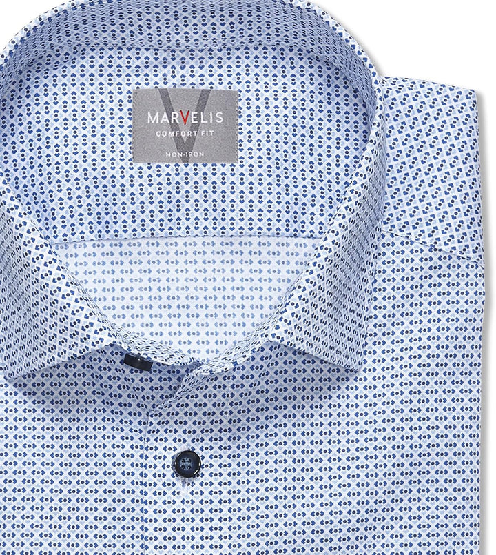 Marvelis Herren Businesshemd Langarm 703014,Rotationsdruck,Comfort fit,New Kent 40 Bleu 11, 40 Bleu
