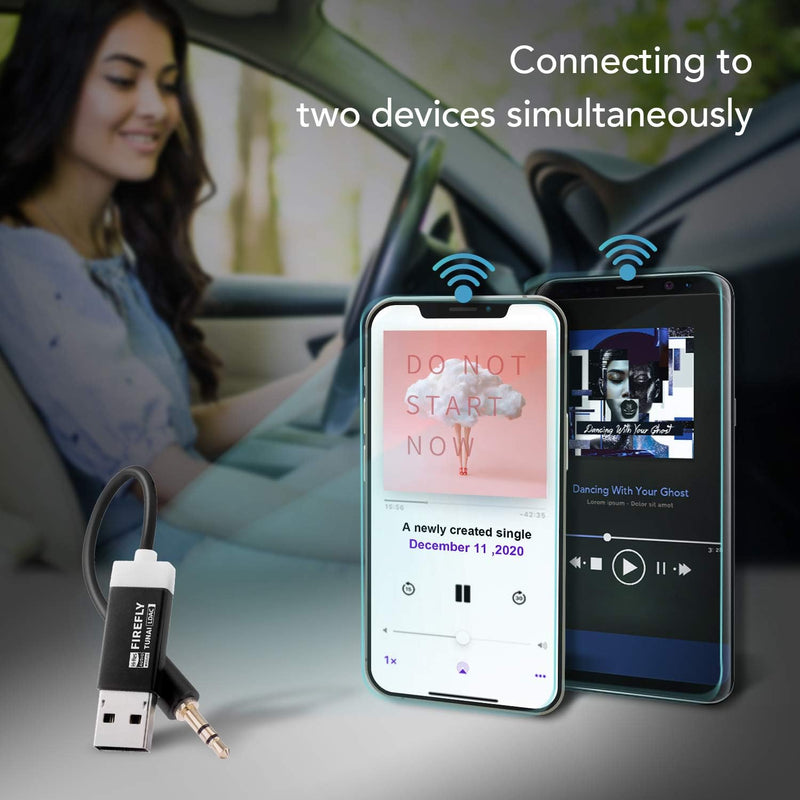 TUNAI Firefly LDAC Bluetooth Adapter Auto AUX: Kabelloser Bluetooth 5.0 Empfänger für Musik im Auto