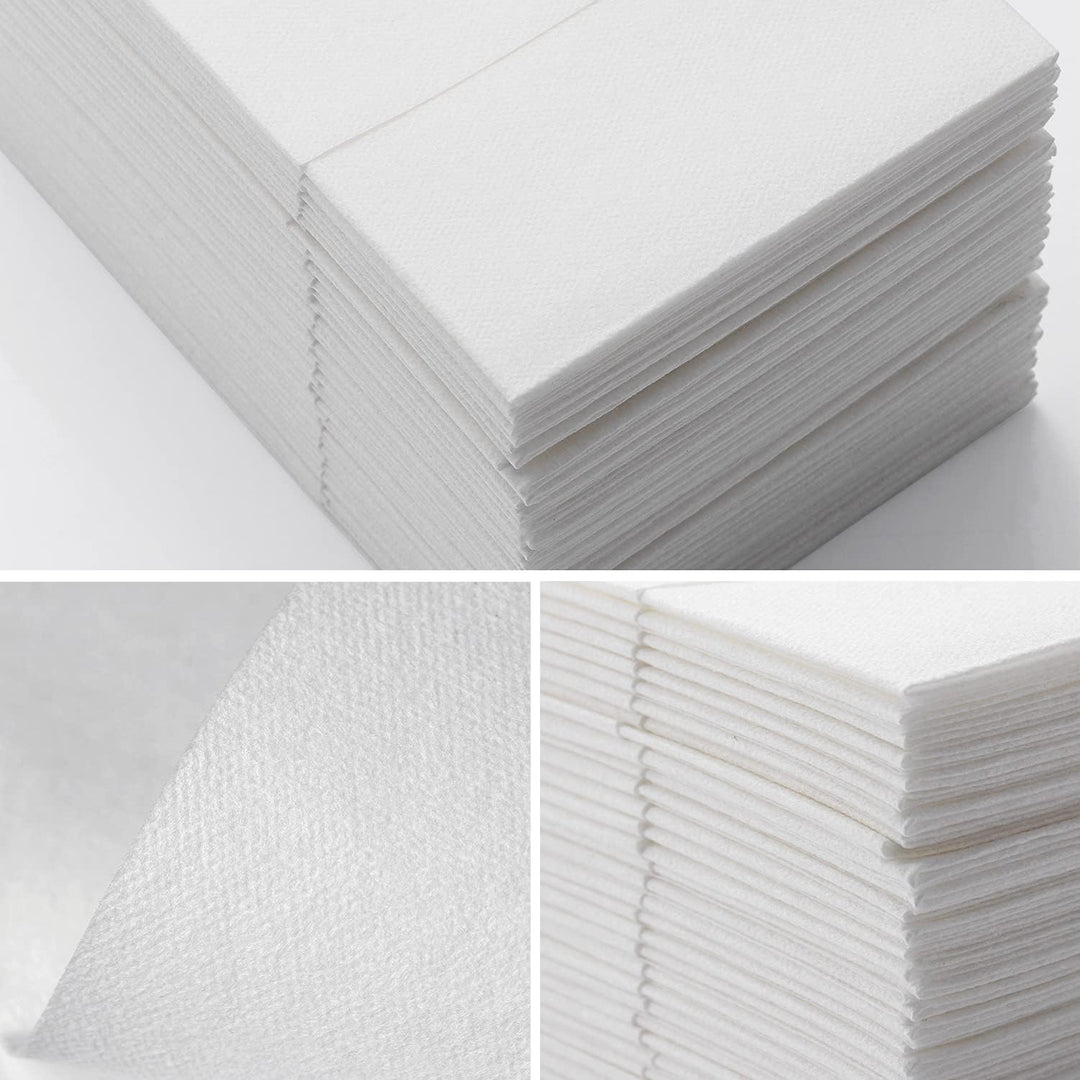 LEKOCH 100 PCS Einweg Besteckservietten Weiss, Air Laid Stoffähnlich Servietten Vorgefaltet Besteckt