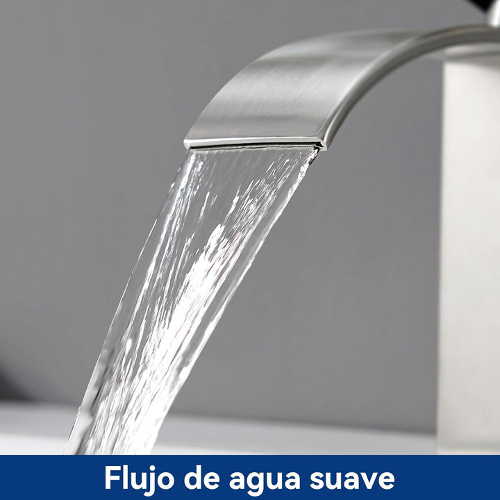 CECIPA Wasserhahn Bad, Waschtischarmatur Wasserfall, Armatur Badezimmer Edelstahl, Waschbecken Armat