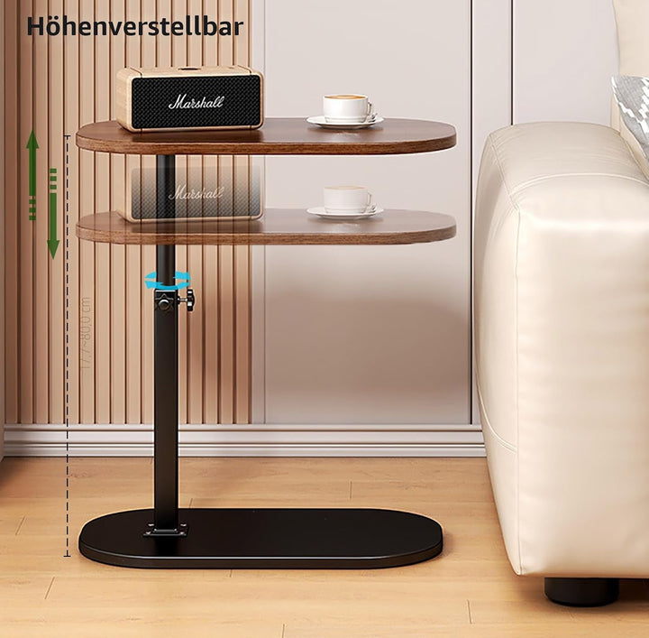 AYES Anhebbarer Beistelltisch, 360° drehbar, C-förmiger Beistelltisch – TV-Tabletttisch für Wohnzimm