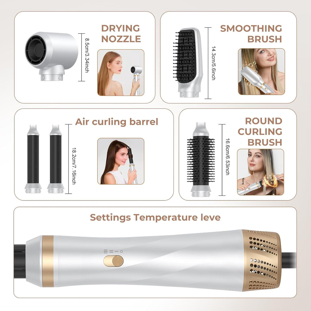 Souvik Hair Tool Set Multifunktionaler mit Warmluftbürste, Ionen Haarföhn, Lockenstab Automatisch, F
