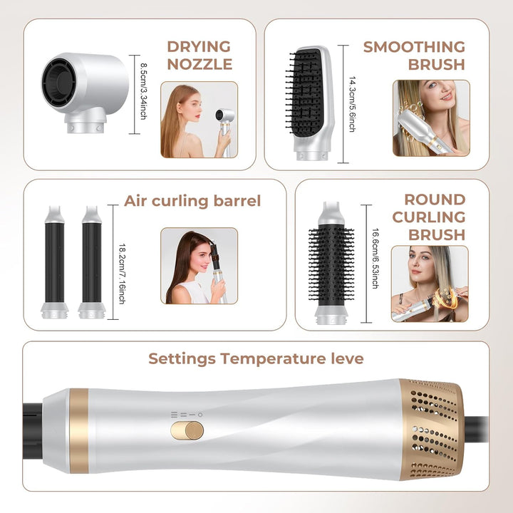 Souvik Hair Tool Set Multifunktionaler mit Warmluftbürste, Ionen Haarföhn, Lockenstab Automatisch, F