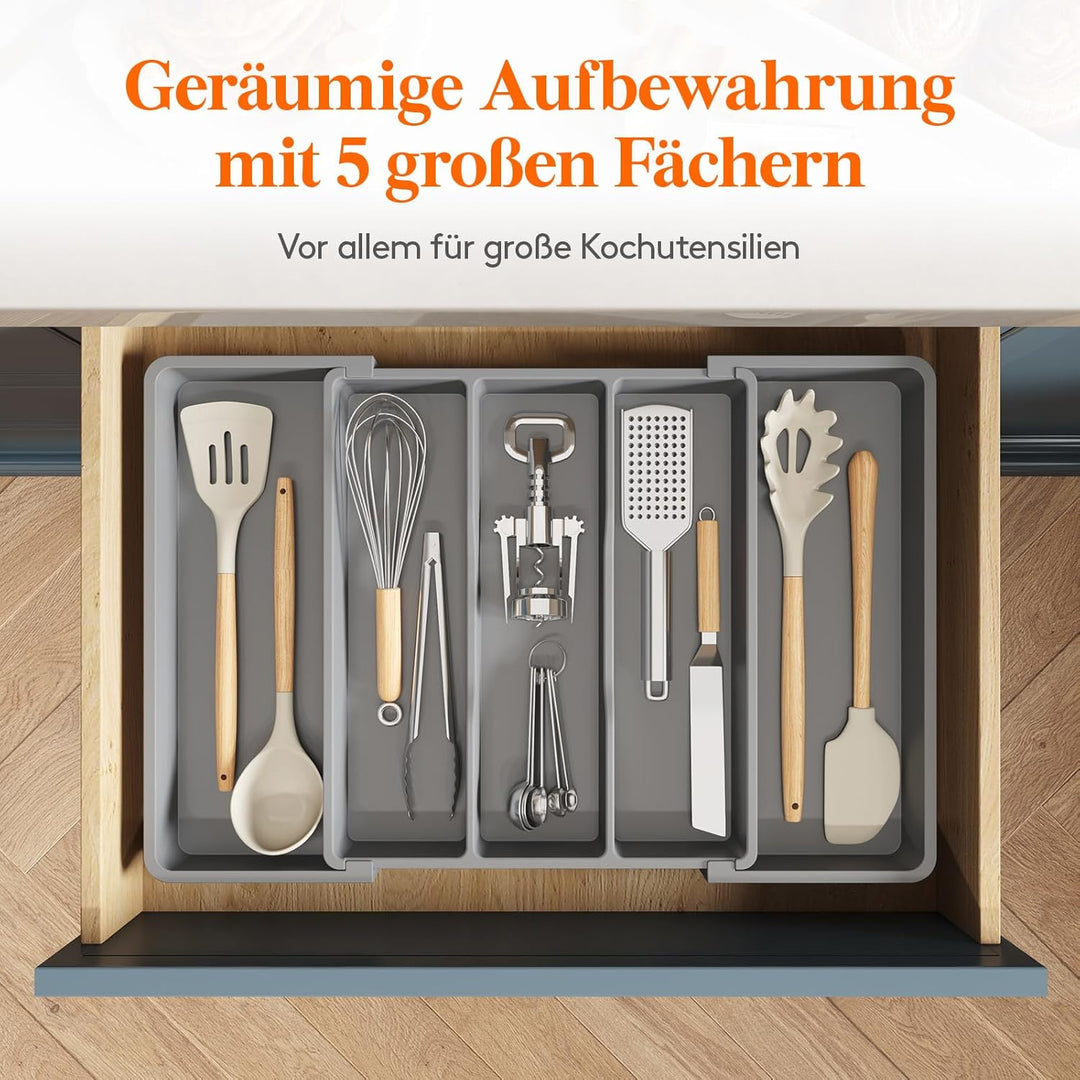 Lifewit Besteckkasten für Schubladen, erweiterbarer grosser Besteckkasten für die Küche, Verstellbar