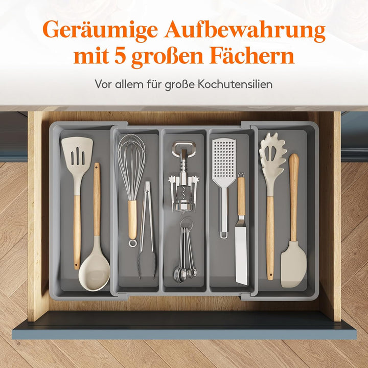 Lifewit Besteckkasten für Schubladen, erweiterbarer grosser Besteckkasten für die Küche, Verstellbar