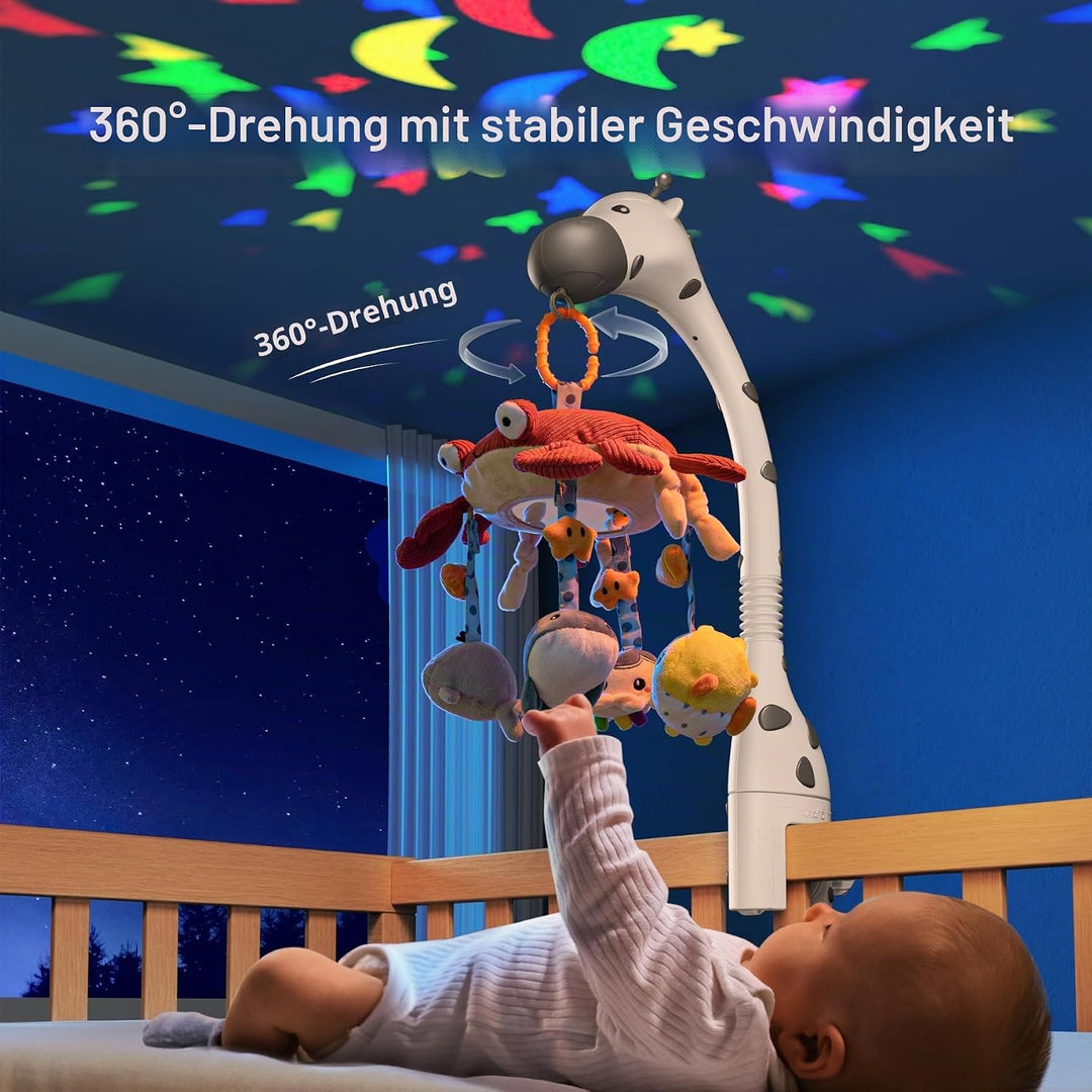 TUMAMA Baby Musikalische Krippe Mobile mit Projektor Spiegel Weiche Hängende Spielzeug Schlaflieder