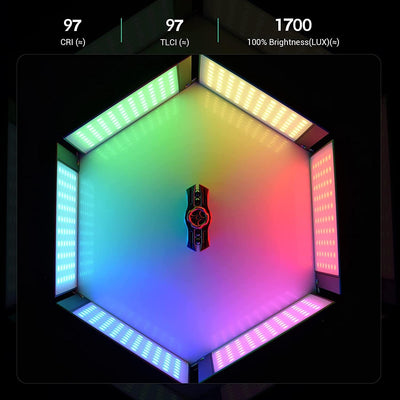 Godox M1 RGB LED-Videoleuchte, Vollfarbige Videolichter auf der Kamera mit Musikmodus, wiederaufladb