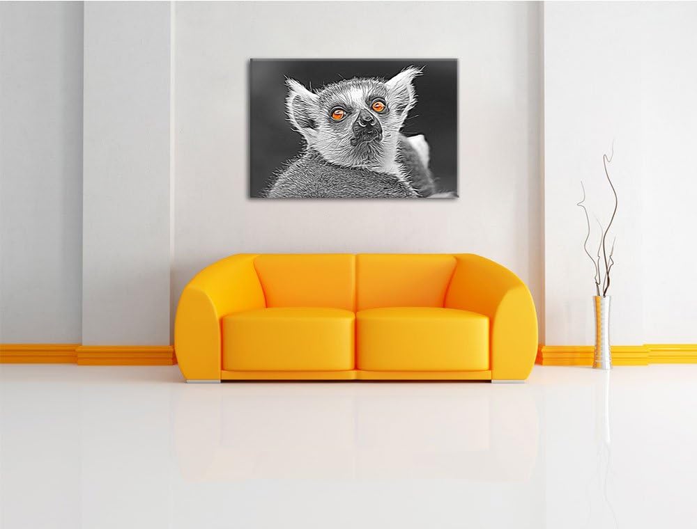 bildschöner Katta schwarz/weiss Deluxe Format: 100x70 cm auf Leinwand, XXL riesige Bilder fertig ger