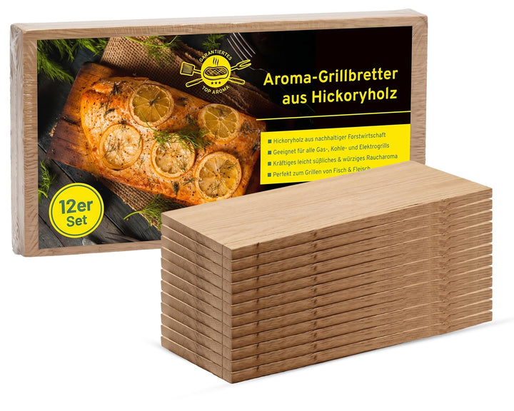 Campingman XXL Räucherbretter Aroma Grillbretter aus Hickoryholz, Grillplatte für Gas-, Kohle- und E
