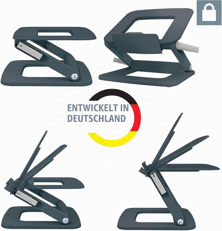 Leitz Ergo höhenverstellbarer Multi-Winkel Laptopständer, für 13“ - 15“ Laptops, 80% recycelter Kuns