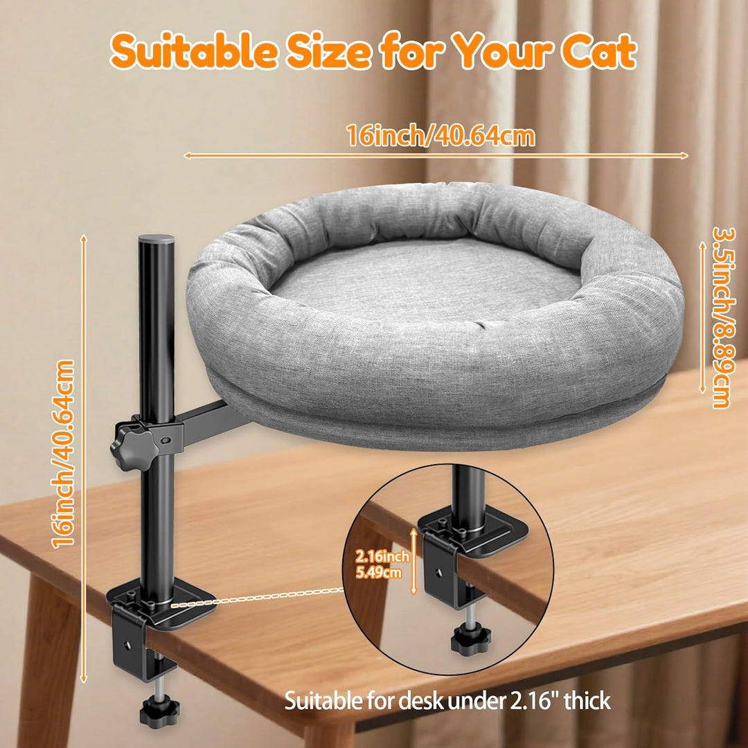 homegroove Katze Schreibtisch Bett, Katze Bett für Schreibtisch mit 360 ° Drehung & Höhenverstellbar