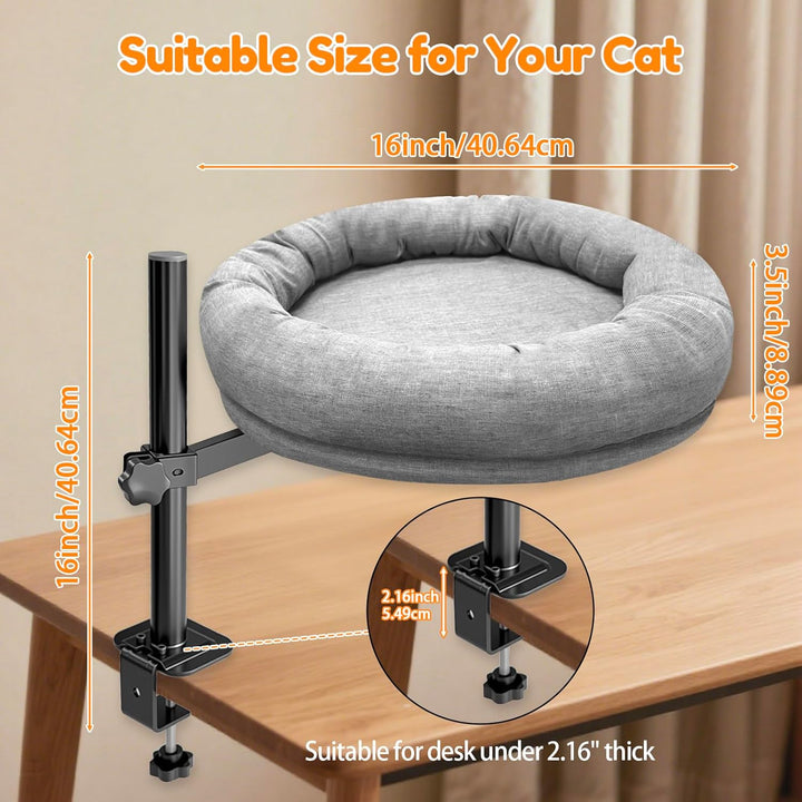 homegroove Katze Schreibtisch Bett, Katze Bett für Schreibtisch mit 360 ° Drehung & Höhenverstellbar