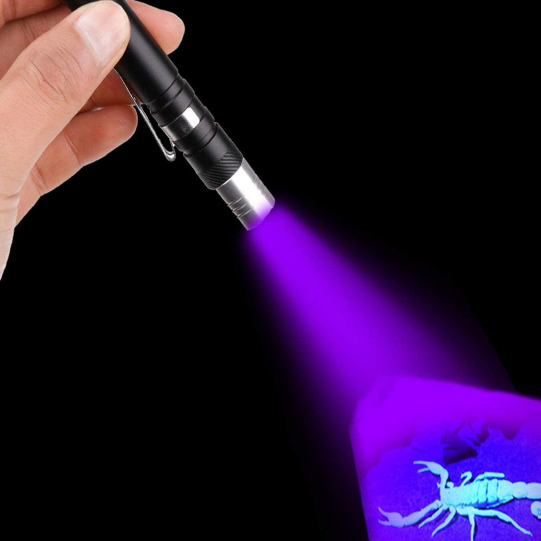 POCKETMAN Mini Taschenlampe LED 395nm UV Taschenlampe 2 Lichtquelle Mini Stift Taschenlampe mit Bele