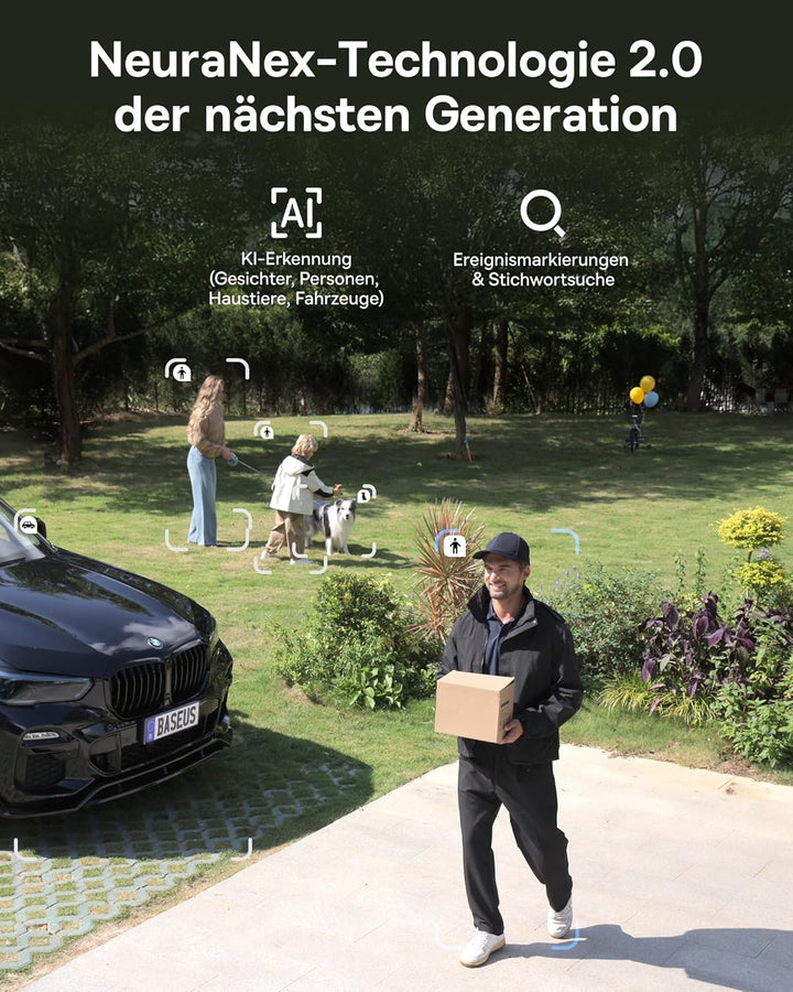 Baseus Security X1 Pro Überwachungskamera Aussen - ERSTE KI-Dual-Tracking Kamera, 300°-Überwachung,