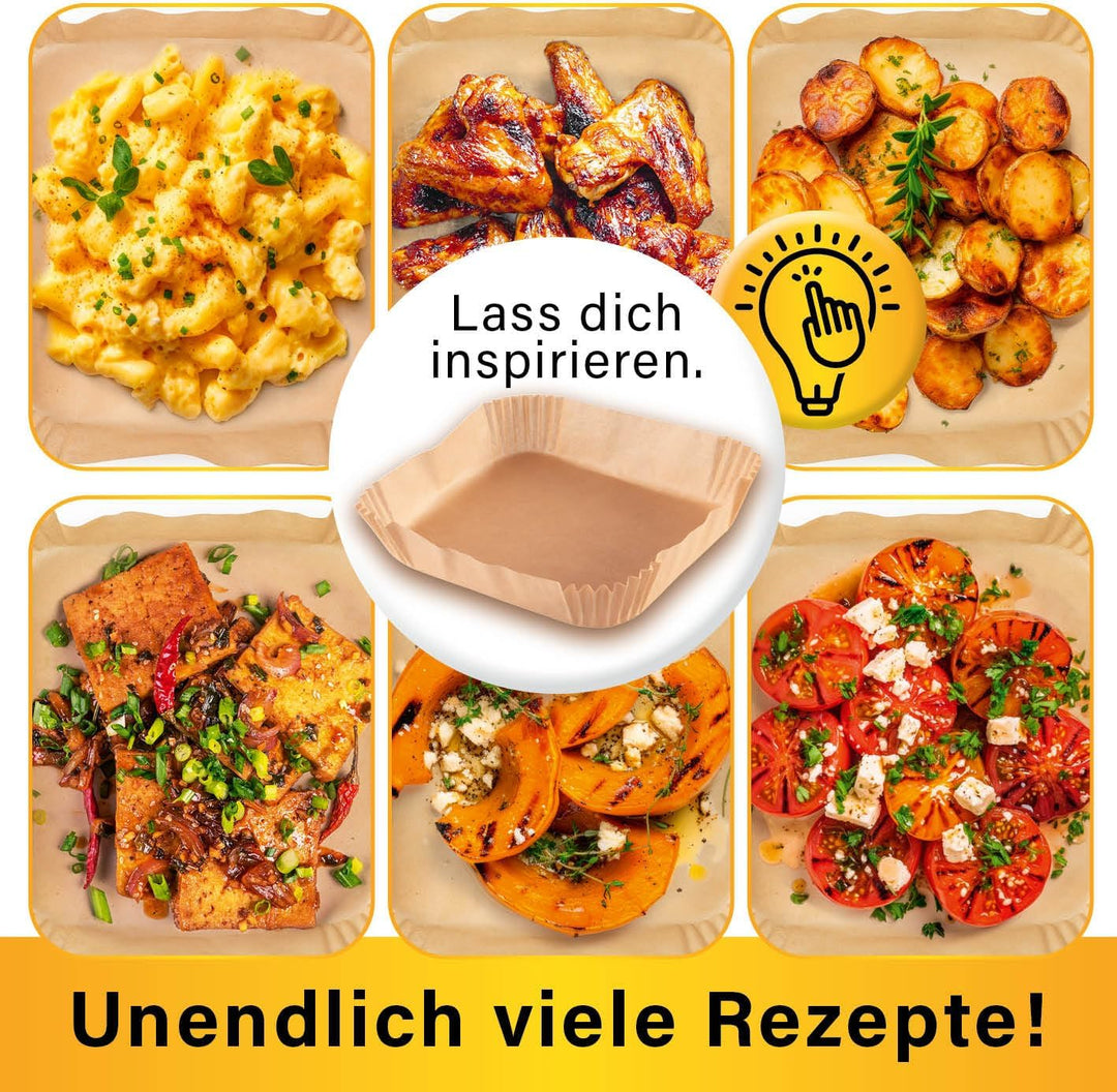 GOURMETmaxx Backpapier für Heissluftfritteuse 2 bis 5 Liter | Backpapierschale antihaftbeschichtet &