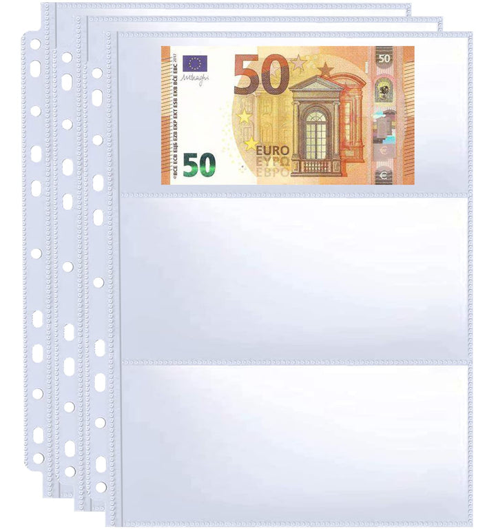 30er-Pack 180 Taschen 11-Loch Banknoten-Hüllen, Nachfüllseite für Bargeldsammelalben, Doppelseitige