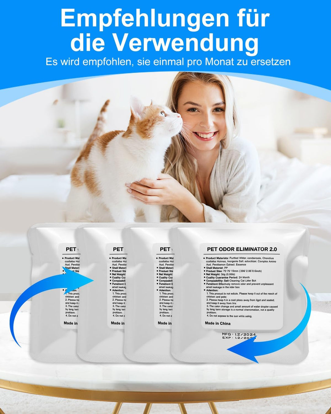 Haliya 4 Stück Geruchsentferner für PETKIT Pura Max/Pura Max 2 / Purobot Max Pro Selbstreinigende Ka