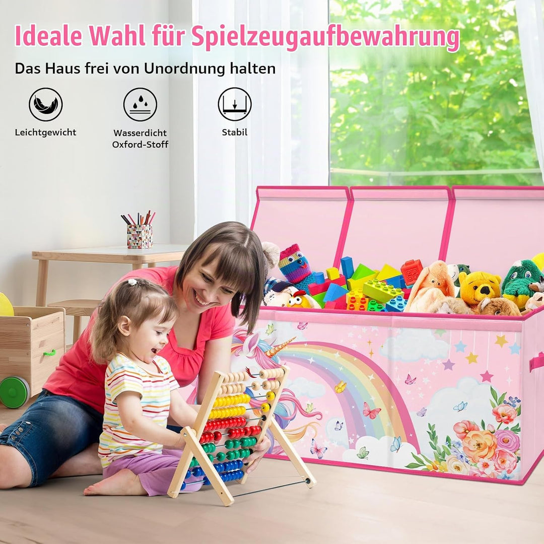 Extra Gross Aufbewahrungsbox mit Deckel Kinder, Zusammenklappbare Oxford-Spielzeugkiste mit Griff fü
