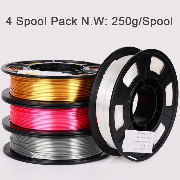 YOUSU 3D-Drucker Filament Bundle - Mehrfarbiges PLA 1,75mm Seidenglanz 4 Farben (Gold, Silber, Rosa,