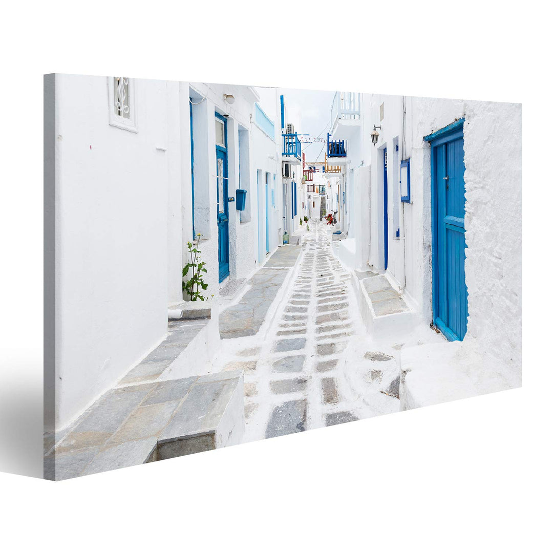Bild Bilder auf Leinwand Mykonos Strassenansicht Griechenland Wandbild Poster Leinwandbild TAA