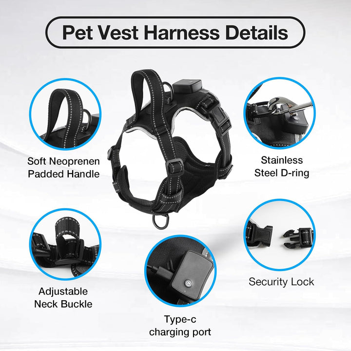 MASBRILL Hundegeschirr Leuchtend Aufladbar, LED Hundegeschirr Verstellbar Reflektierend mit Griff, W