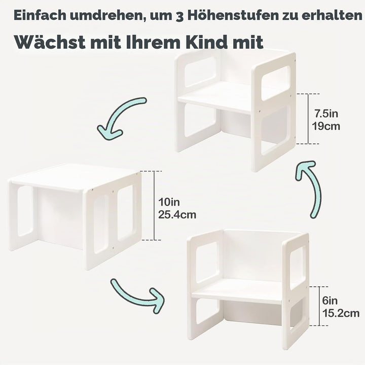 FUNLIO Höhenverstellbarer Montessori Entwöhnungsstuhl für Alter 1-3, Qualitätsstuhl aus Massivholz,