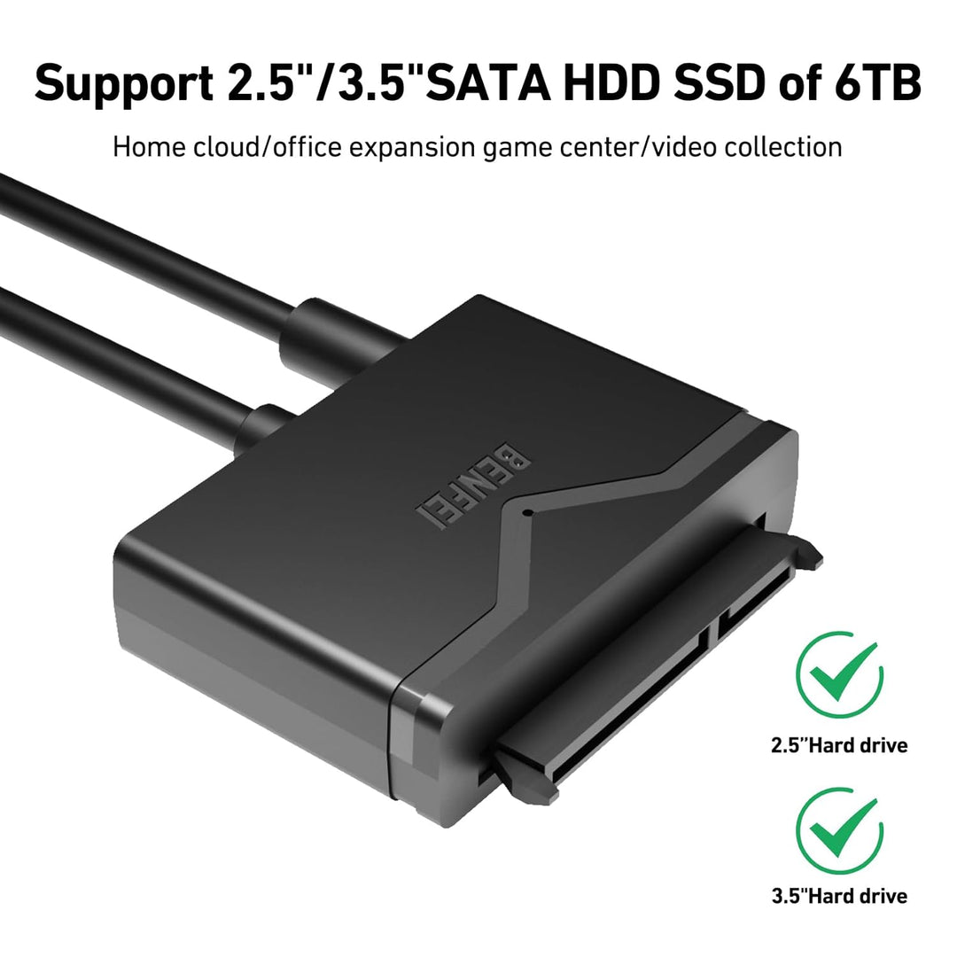 BENFEI USB 3.0 auf SATA Adapter, 2-in-1 USB C/USB 3.0 auf SATA III Festplattenadapter für 2,5 Zoll /