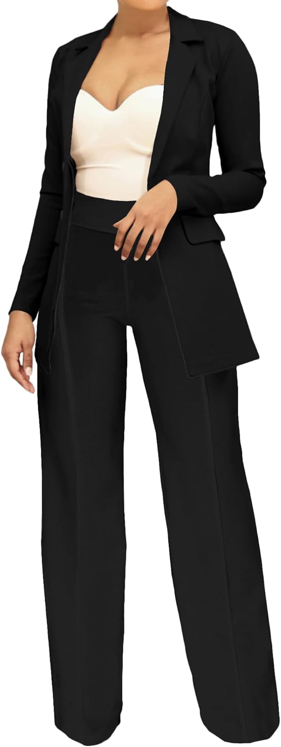 PINSV Damenhose mit hoher Taille, dehnbar, Bootcut, Schlupfhose, legere Arbeitshose 3257 Schwarz S,