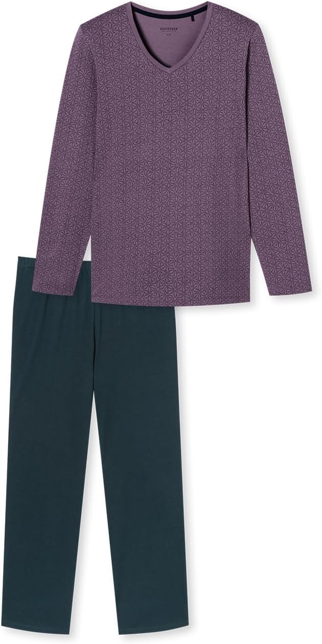 Schiesser Damen Schlafanzug lang Baumwolle - Nightwear 36 Malve_181986, 36 Malve_181986