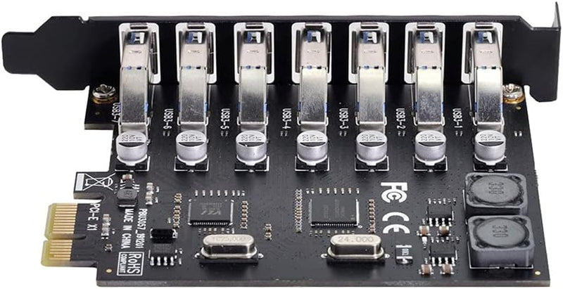 Xiwai PCI-E auf USB 3.0 HUB PCI Express Erweiterungskarte Adapter 5 Gbit/s für Motherboard 7Ports, 7