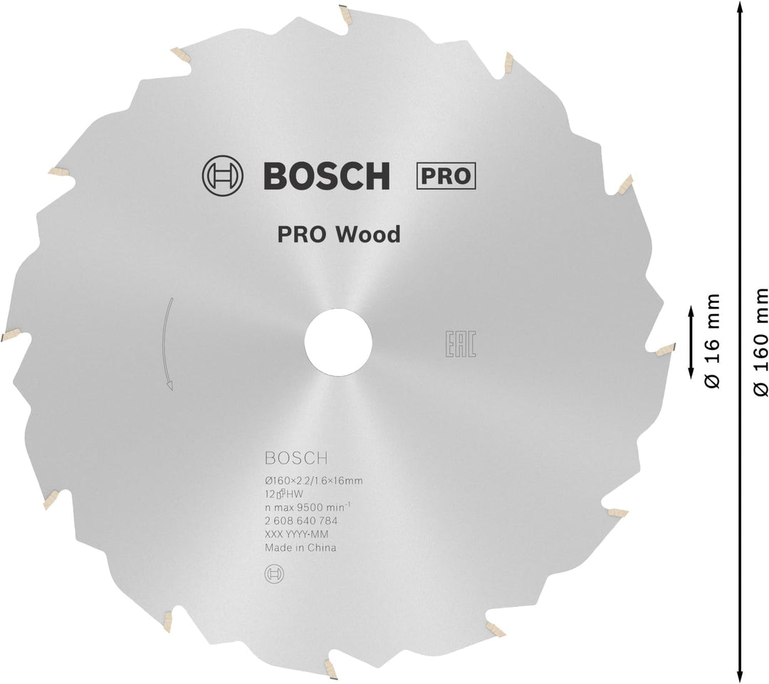 Bosch 1x PRO Wood Kreissägeblatt für Akku-Handkreissägen (für Weichholz, Hartholz, Ø mm, Professiona