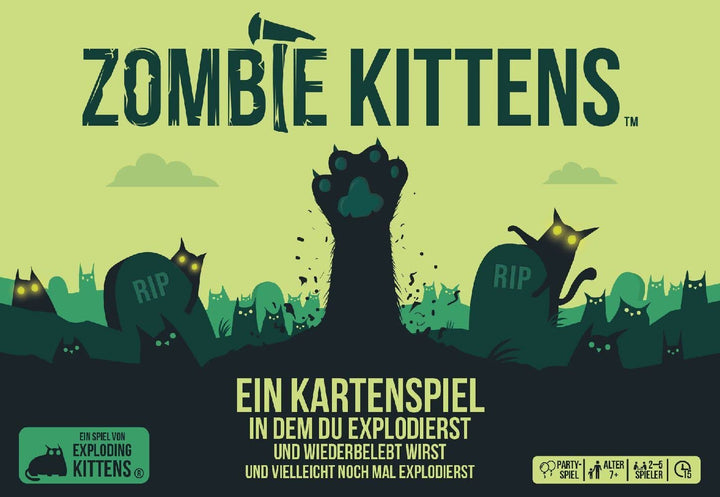 Exploding Kittens, Zombie Kittens, Partyspiel, Kartenspiel, 2-5 Spieler, Ab 7+ Jahren, 15 Minuten, D