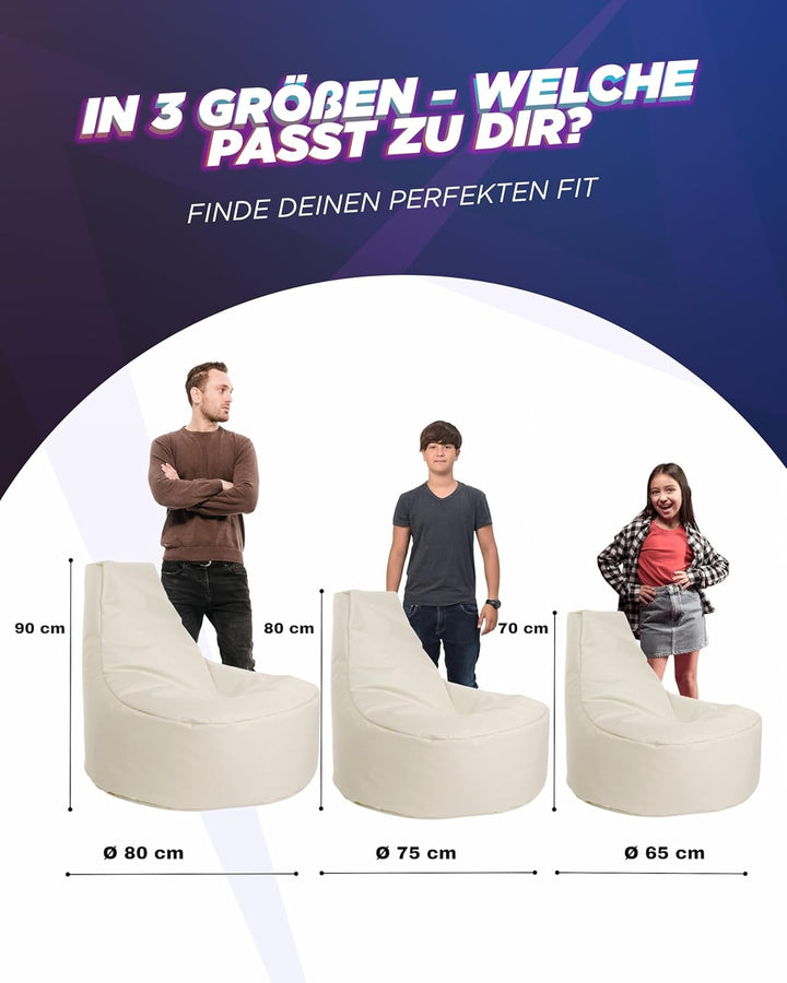 PATCH HOME Gamer Sessel in 2 verschiedenen Grössen und 25 XL - 75cm Durchmesser, 30cm Sitzhöhe, 80cm