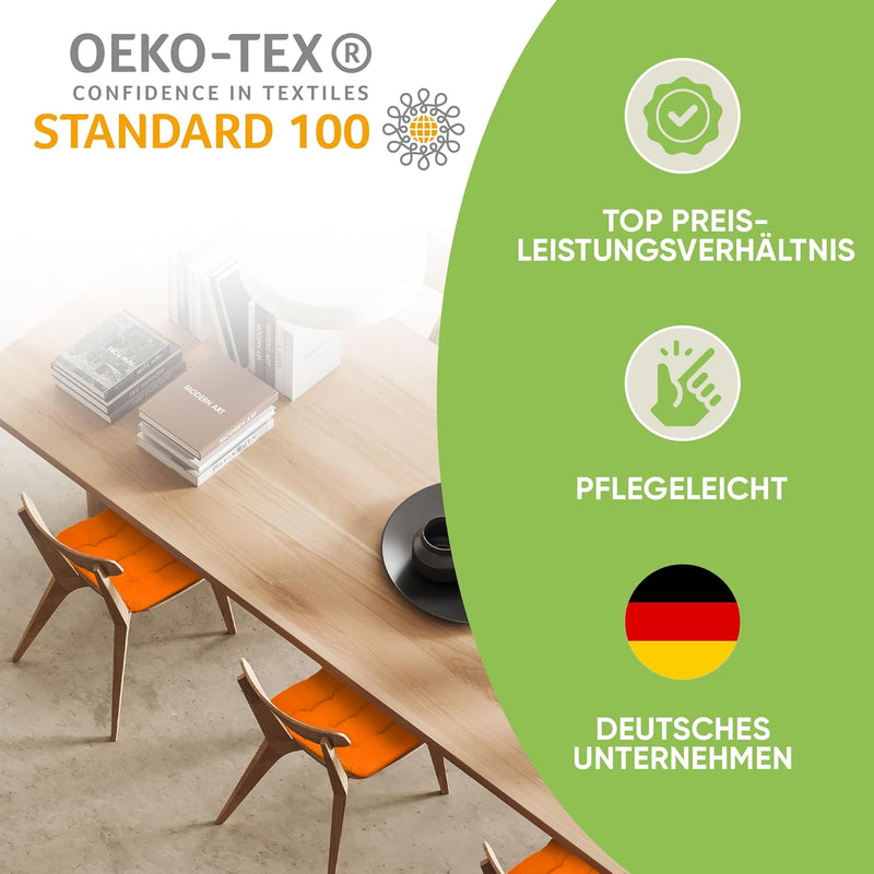 Gräfenstayn® 8er-Set Sitzkissen 40x40x3cm mit Haltebändern für Indoor und Outdoor mit Öko-Tex Siegel