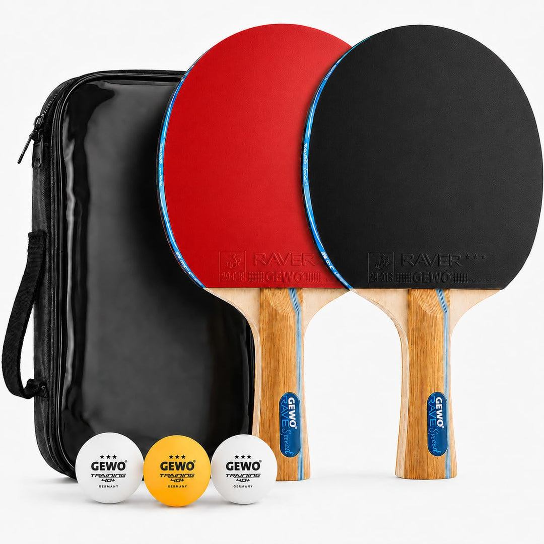 GEWO Rave Speed Tischtennisschläger Set - Kontrollierter Anfänger-Tischtennisschläger mit 3 Bällen -