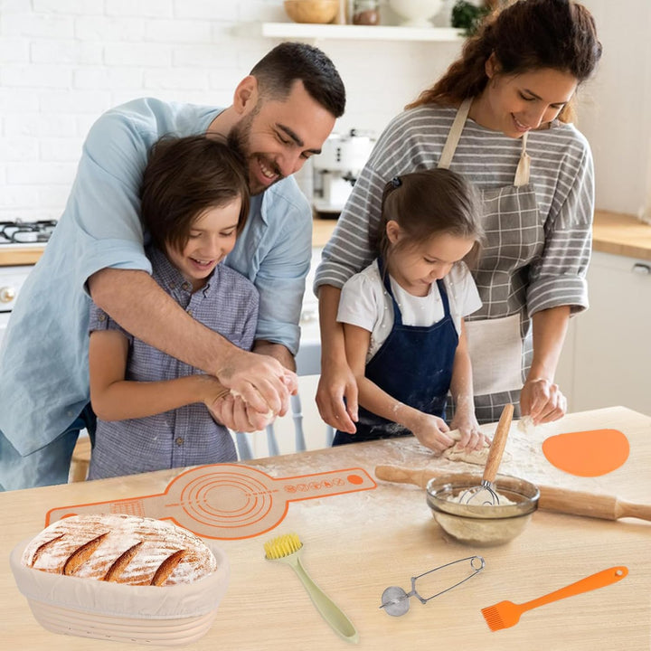 Gärkörbchen Oval 25 cm, Brotbackkorb zum Backen, Gärkorb Brot Set für Anfänger und Erfahrener Bäcker