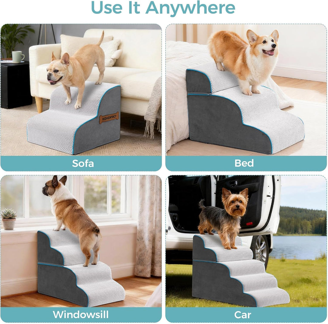 Hundetreppe &amp; Rampe für hohes Bett &amp; Sofa, 33-61 cm abnehmbare Haustiertreppe für kleine &amp; mittlere