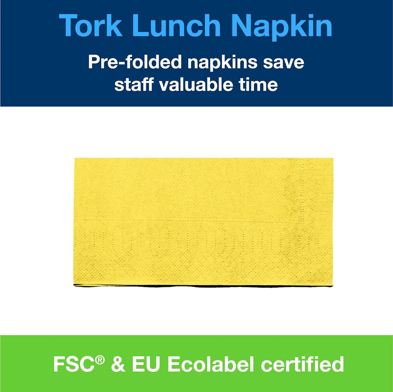 Tork 477850 gelbe Lunchservietten 1/8 gefaltet / 2-lagige, vorgefaltete Papierservietten für Snacks