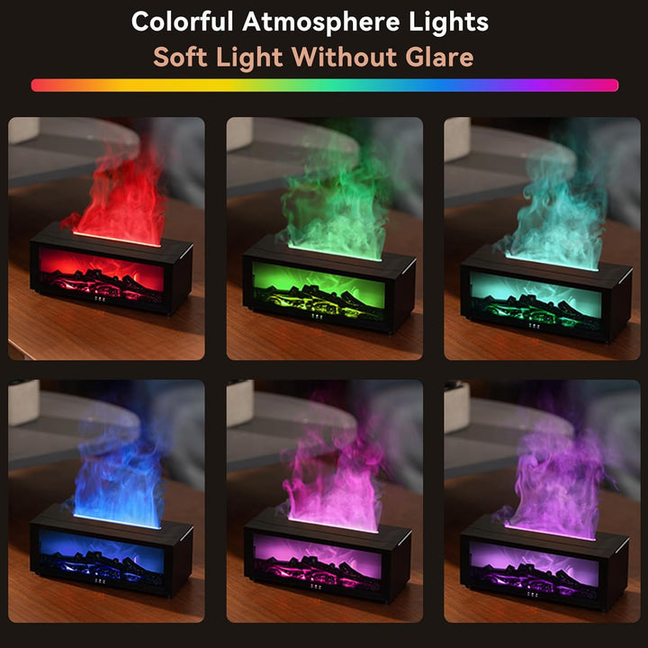 Diffusor LED Kamin Aroma Luftbefeuchter mit Fernbedienung, Dynamischem Flammeneffekt, 150ml Öl Aroma