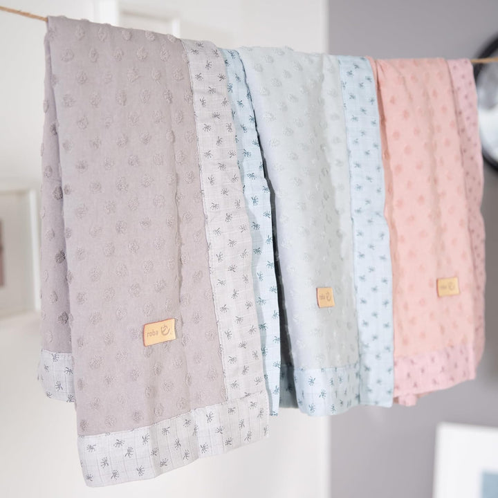 roba Babydecke Lil Planet 80 x 80 cm - für Mädchen & Jungen - Bio Baumwolle - Terry Dots Punkte Moti