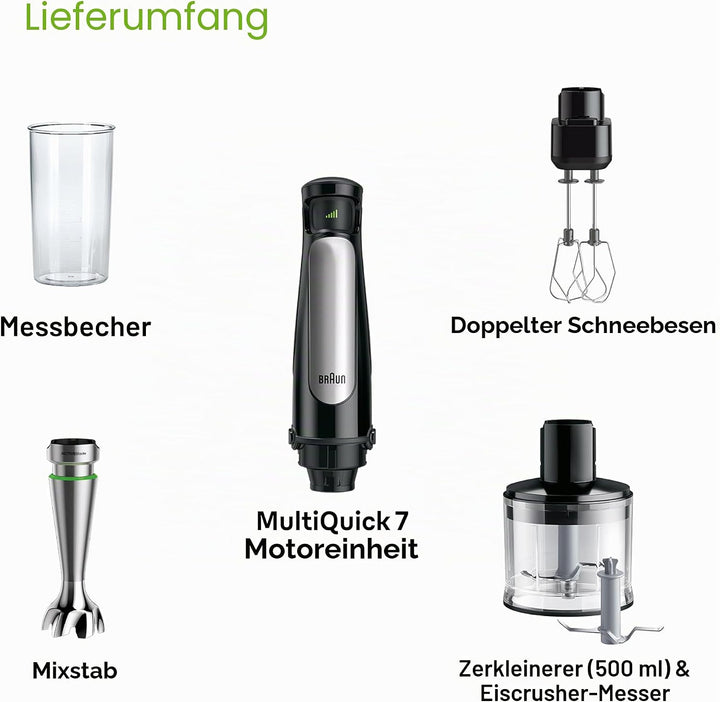 Braun Household Hogar MultiQuick 7 Mixer, Spritzschutz, spülmaschinenfest, BPA-frei, 600 ml, Zerklei
