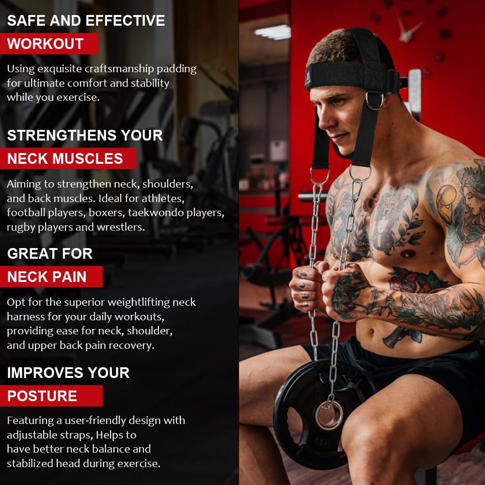Flintronic Nackentrainer, Gewichtheben Kette Geschirr, Neck Harness für Kraftsport Nackenstrecker fü
