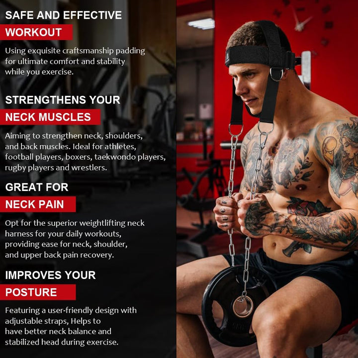 Flintronic Nackentrainer, Gewichtheben Kette Geschirr, Neck Harness für Kraftsport Nackenstrecker fü