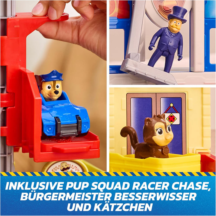 PAW PATROL - Search & Rescue: Pup Squad Hauptquartier Spielset mit Chase Racer, Bürgermeister Besser