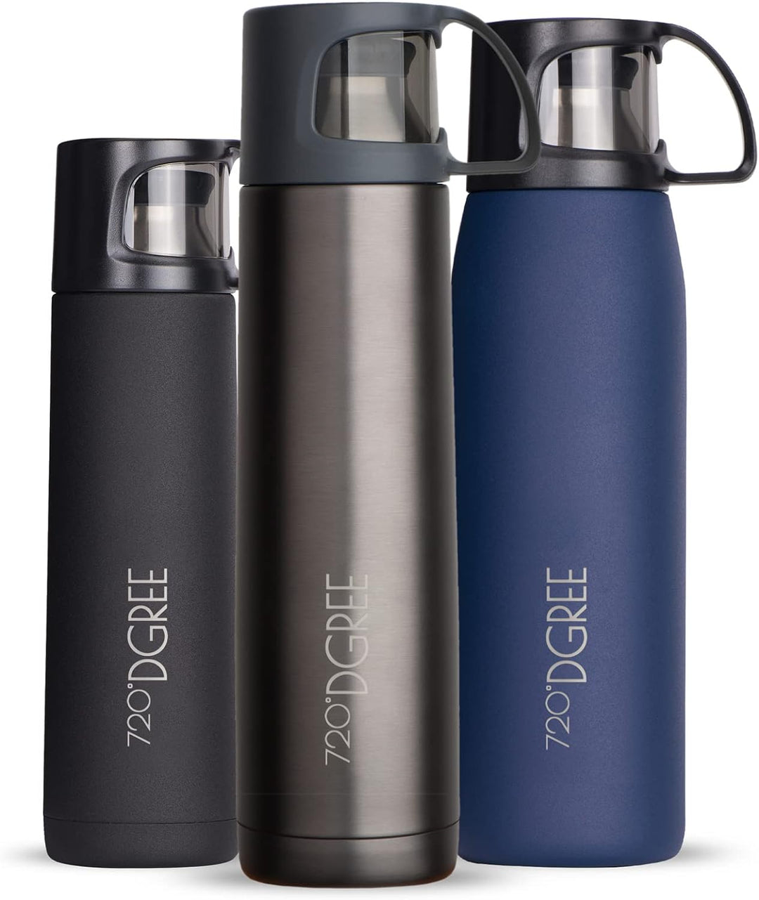 720°DGREE Thermoskanne mit Becher “Follow” - 450ml, 700ml, 1l - Auslaufsicher, BPA-Frei - Edelstahl