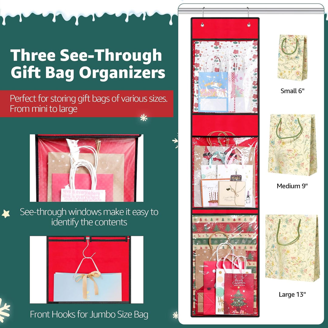 Geschenkpapier-Organizer, doppelseitig, zum Aufhängen, Geschenkpapierrollenhalter für Weihnachten, 1