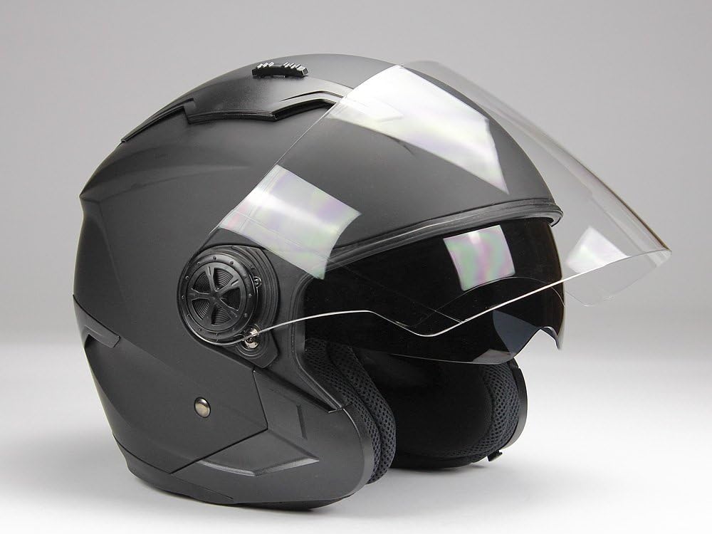 BNO Jethelm mit Langvisier Jet300 Motorradhelm Roller Helm Schutzhelm Matt Schwarz (S-XXL) (S), S