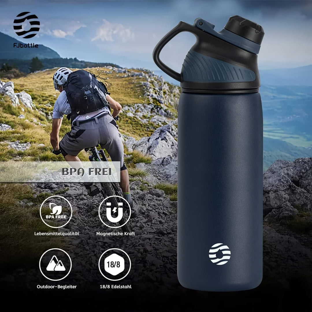 Fjbottle Edelstahl Trinkflasche Sport mit Magnetischem Deckel 1L, 800ml, 600ml, 400ml BPA-Frei Ausla