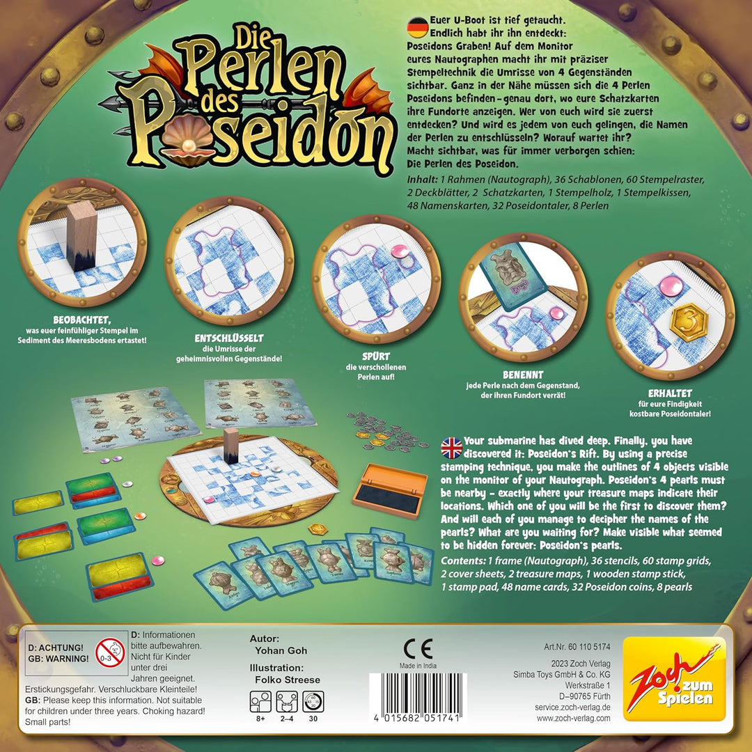 Zoch 601105174 - Die Perlen des Poseidon (Brettspiel) - spannendes Familienspiel ab 8 Jahre für 2-4
